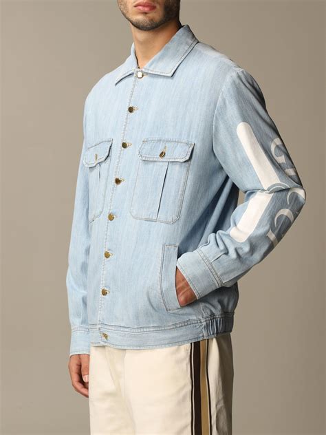 gucci printed denim jacket|gucci denim jacket sale.